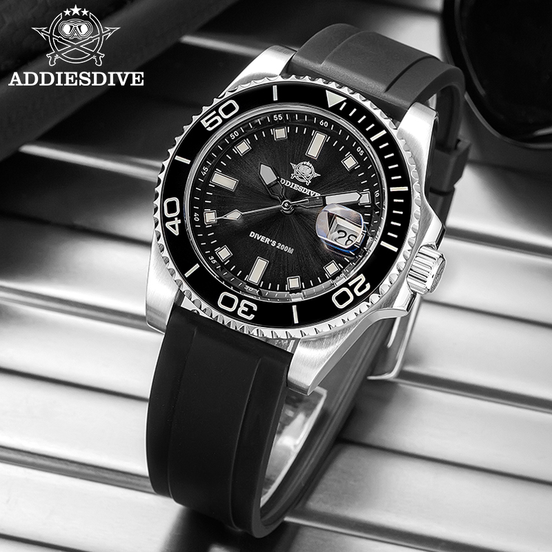 Rubber Strap Diver - ADDIESDIVE 2115 Kwarcowe zegarki do nurkowania,
