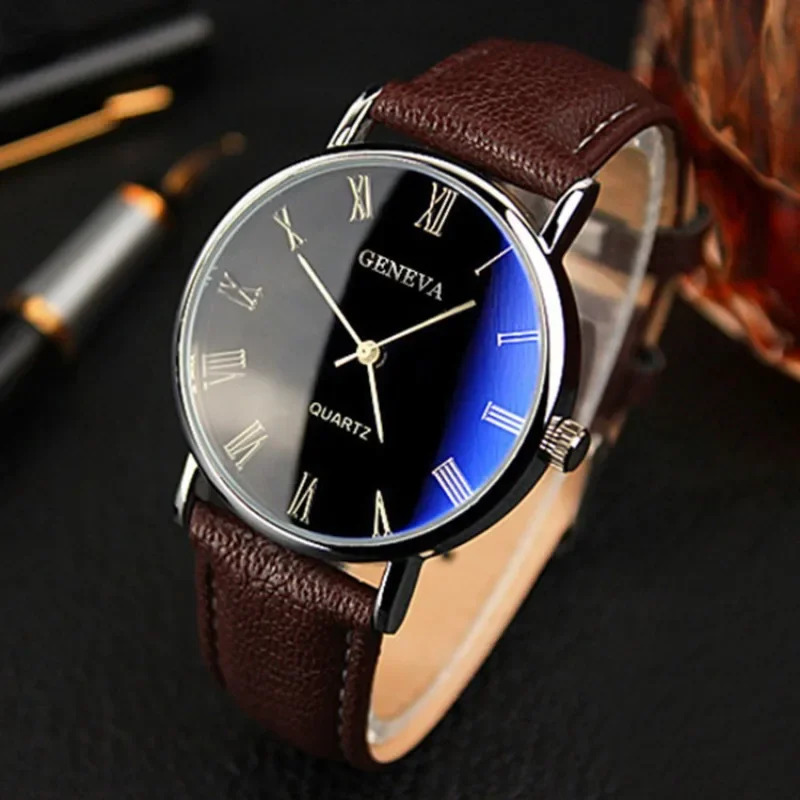 Leather Watch Band Men - Znana marka męski zegarek kwarcowy Business
