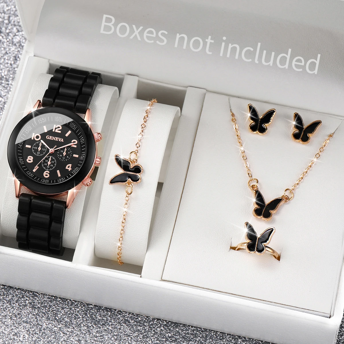 Silicone Band Women - 5/6 szt. Modne damskie zegarki z