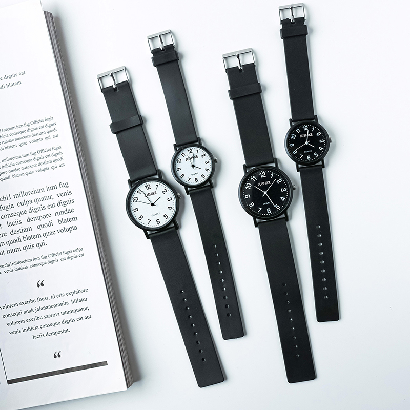 Silicone Band Women - Prosty czarny zegarek kwarcowy zegarki dla