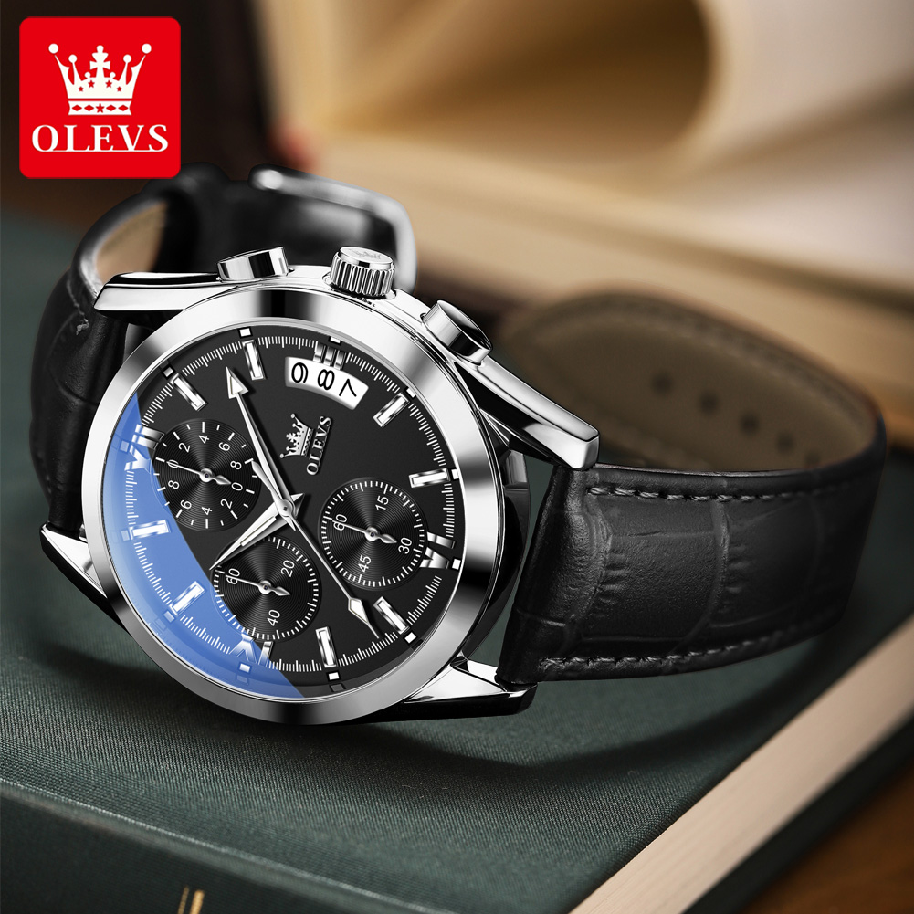 Leather Watch Band Men - OLEVS Luksusowy Zegarek Męski Top Marki