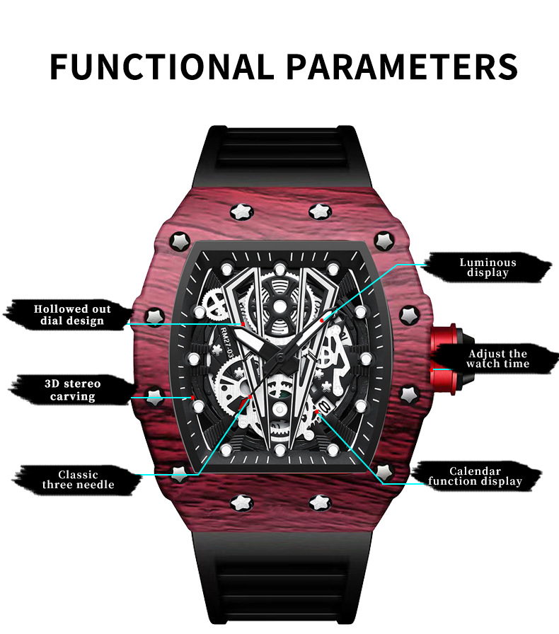 BINBOND B8577 Modny męski zega – Rubber Strap Diver recenzja i cena