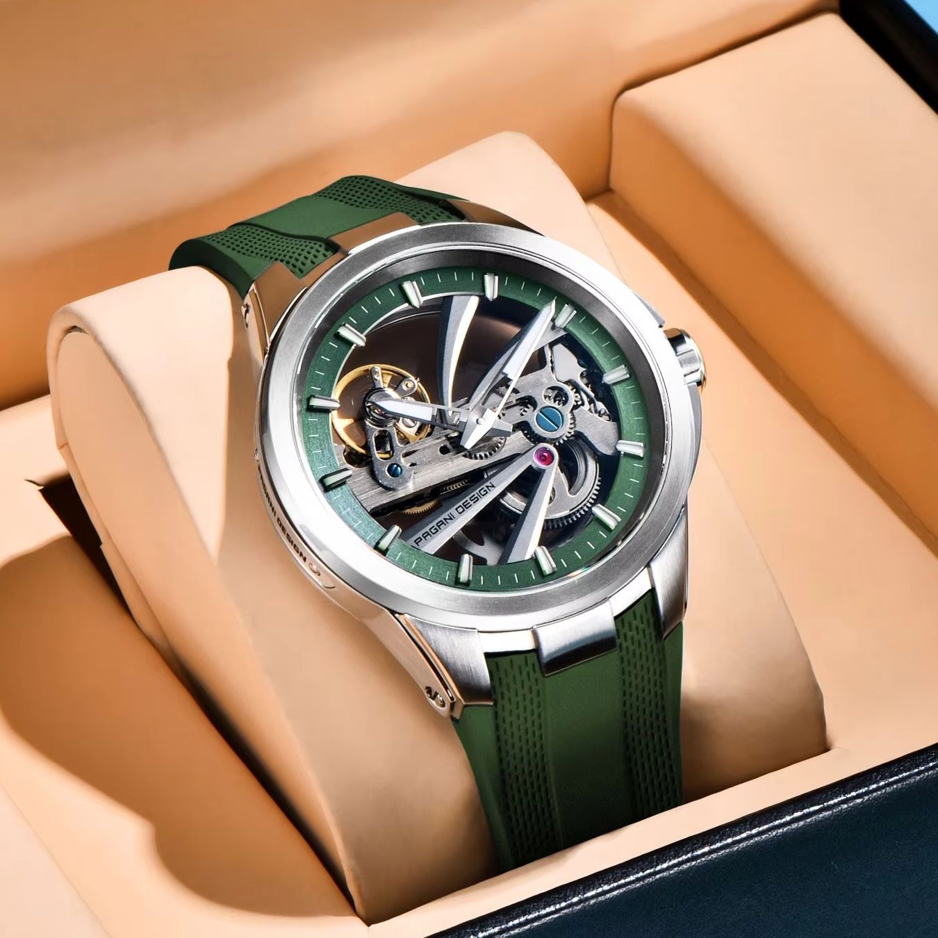 Zielony Szkielet PAGANI DESIGN – Rubber Strap Diver recenzja i cena