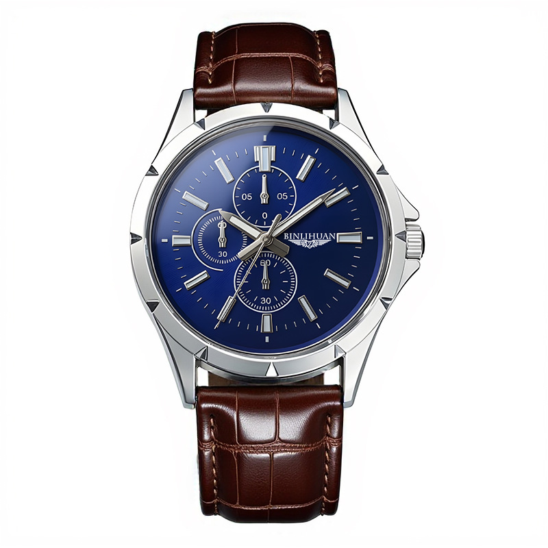 Męski zegarek kwarcowy z chron – Leather Watch Band Men recenzja i cena