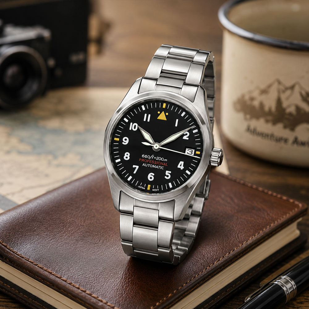 Zegarek Pilot Męski z Własnym  – Stainless Bracelet Diver recenzja i cena