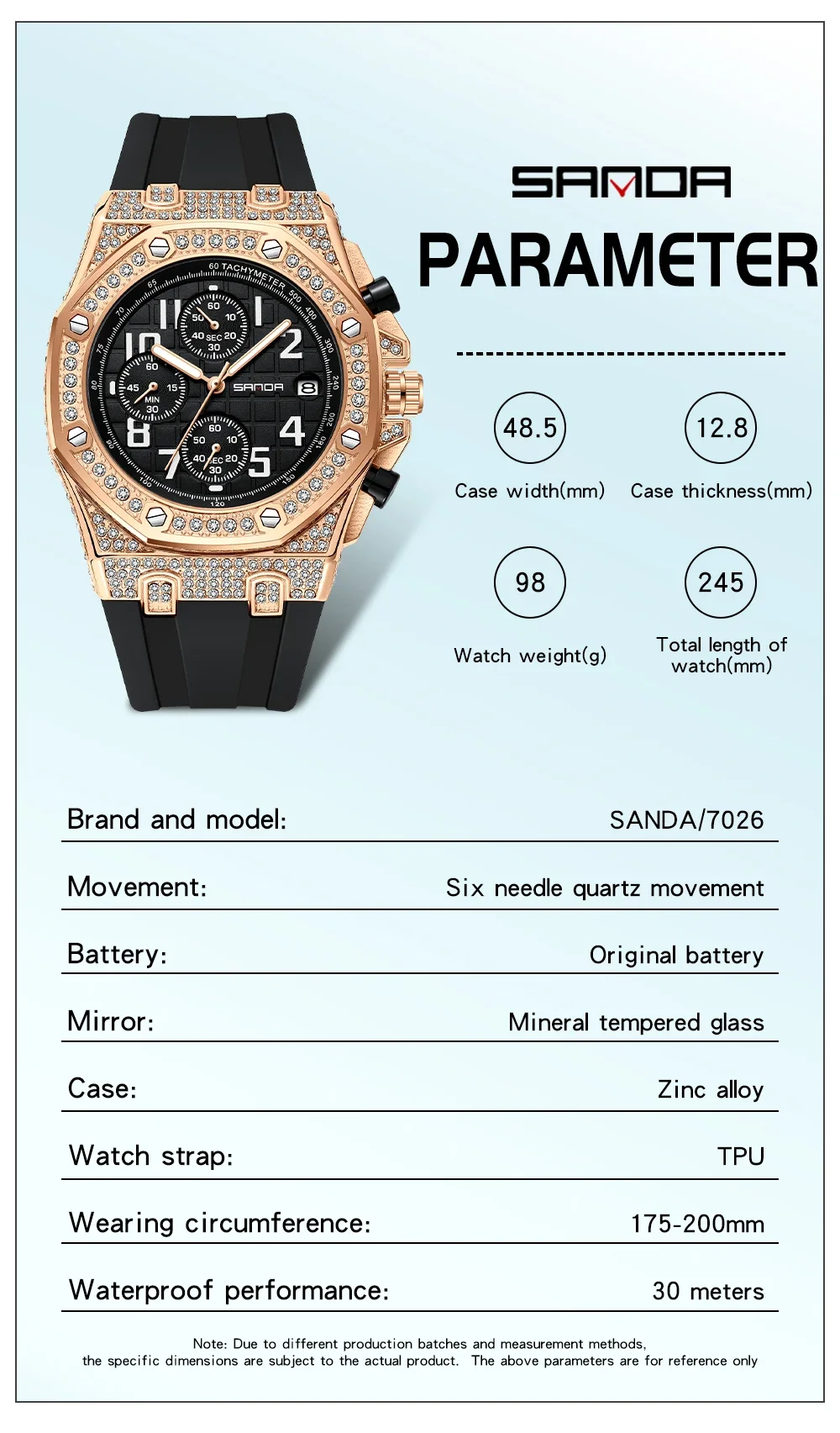 Zegarek męski SANDA 7026, kwar – Rubber Strap Diver recenzja i cena