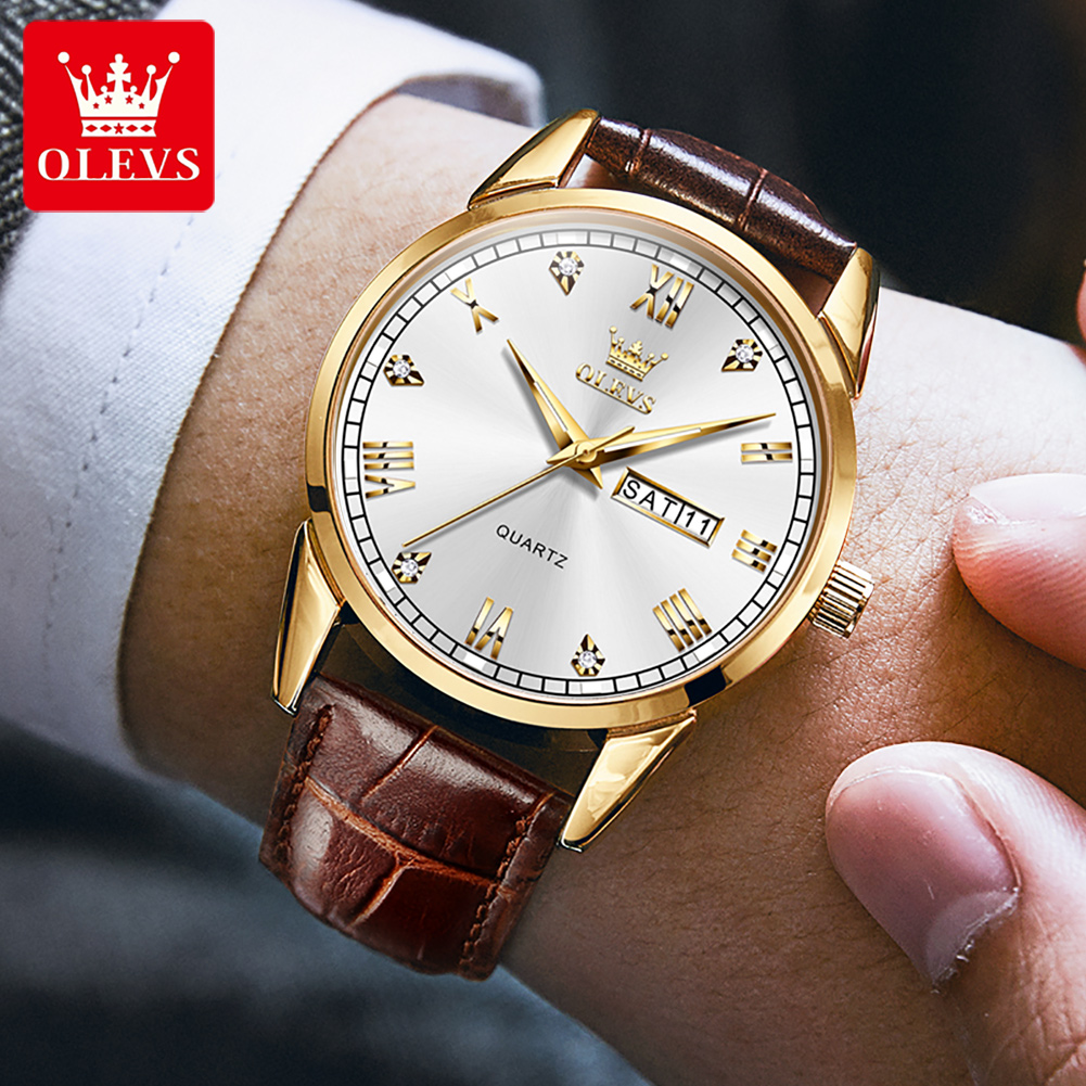 OLEVS 6896 Męski zegarek kwarc – Leather Watch Band Men recenzja i cena