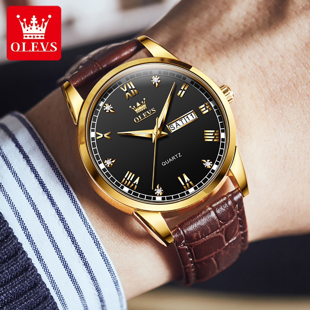 OLEVS 6896 Męski zegarek kwarc – Leather Watch Band Men recenzja i cena