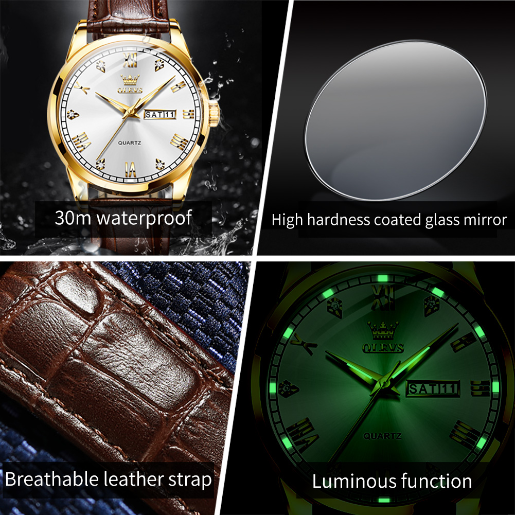 OLEVS 6896 Męski zegarek kwarc – Leather Watch Band Men recenzja i cena