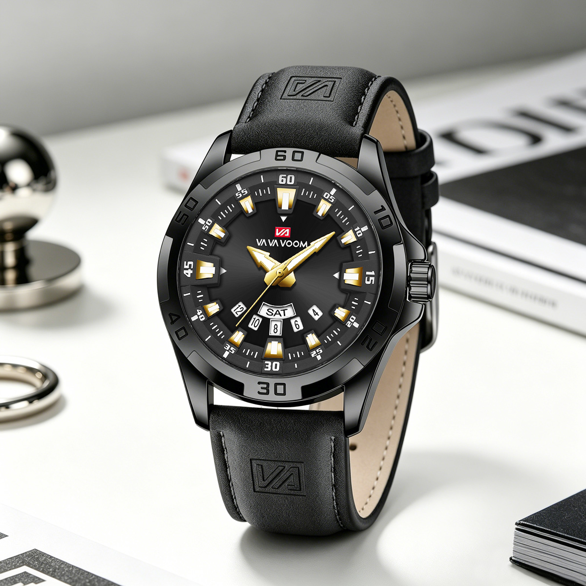 Męski zegarek z czarnym skórza – Leather Watch Band Men recenzja i cena