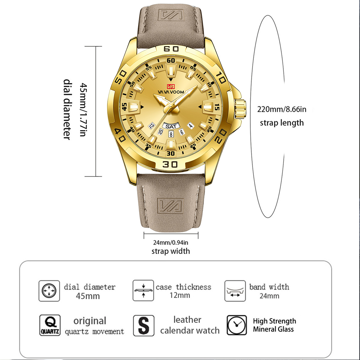 Męski zegarek z czarnym skórza – Leather Watch Band Men recenzja i cena
