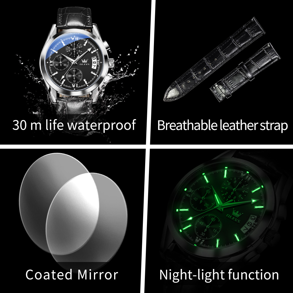 OLEVS Luksusowy Zegarek Męski  – Leather Watch Band Men recenzja i cena